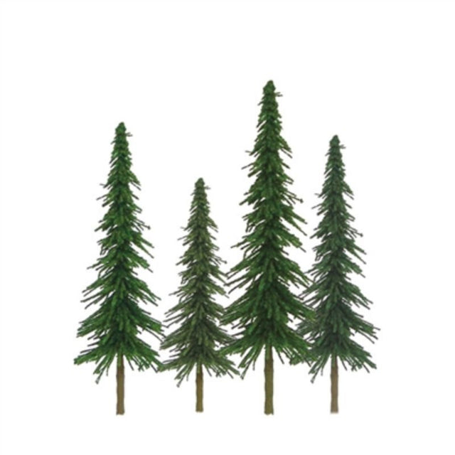 Set of 12 lifelike spruce trees (150-250mm) for model scenery, featuring detailed trunks and lush foliage for realistic landscapes.