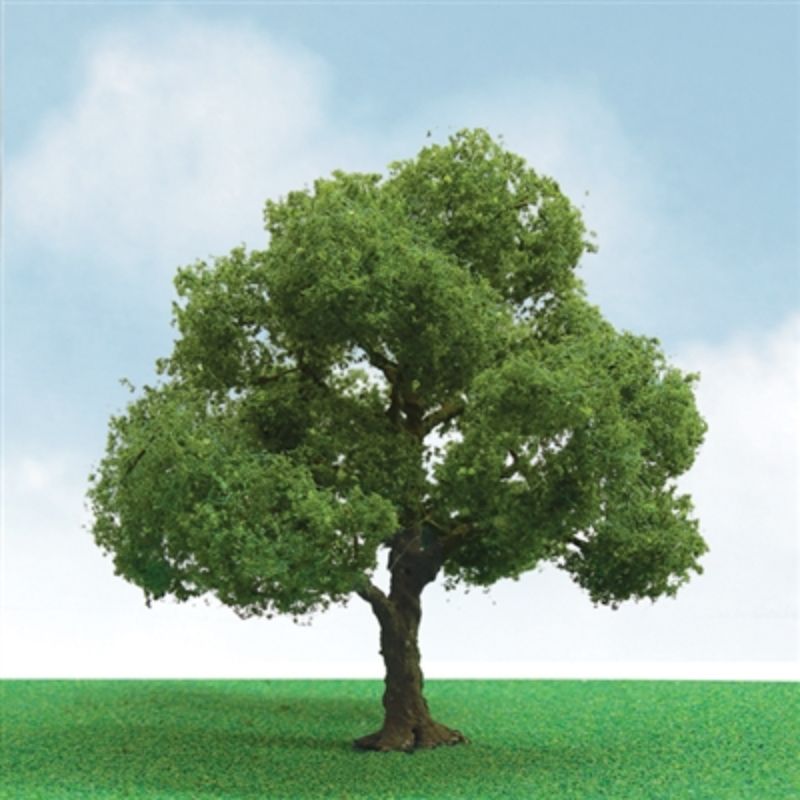 Realistic 44-51mm elder tree model for dioramas, OO and HO scales, enhances landscapes with vibrant detail.