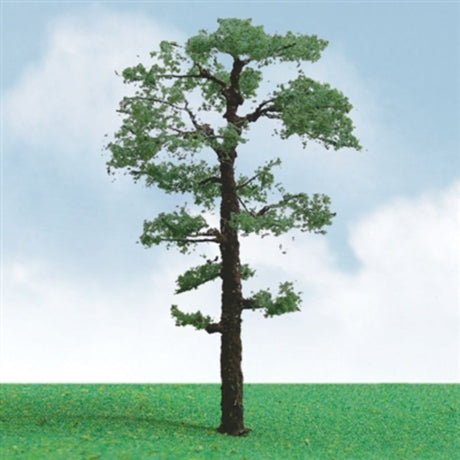 Realistic 85-100mm Scots Pine model trees in a 2 pack, perfect for enhancing dioramas and model railways.