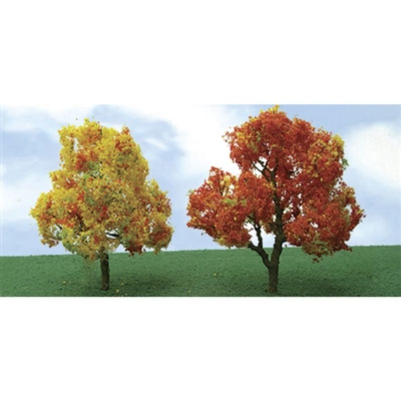 74-85mm autumn deciduous trees in vibrant colors, enhancing miniature landscapes for model railroads and dioramas.