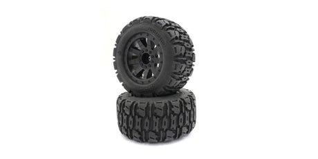 Kyosho Nitro Tracker Rims & Tyres (2), designed for enhanced traction and stability on various terrains for RC vehicles.