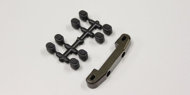 Aluminum suspension holder for Kyosho RB6/7/SC/RT models, enhancing stability, traction, and handling for improved racing performance.