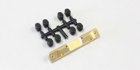 Kyosho suspension holder for RB6/7/SC/RT, crafted from durable mid brass for improved handling and stability in RC racing.