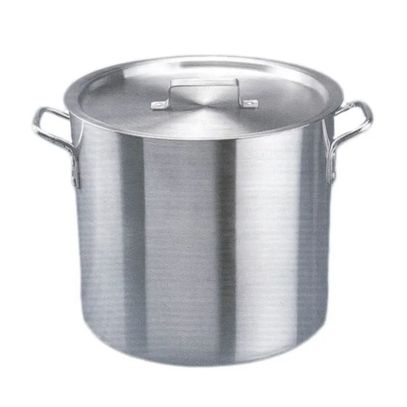 8ltr Aluminium Stockpot with cover, durable 4mm gauge, ideal for soups and stews, compatible with all stovetops.