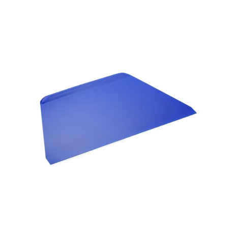 Blue Dough Scraper 216x128mm, made from food-grade polypropylene, featuring a bevelled edge and heat resistance.