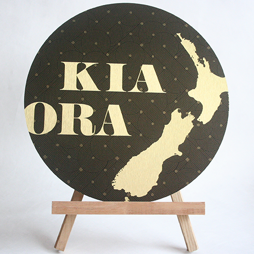 Kia Ora - Printed Brushed Circle- Wall Art