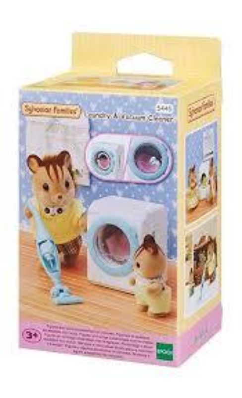 Laundry and Vacuum Cleaner set featuring a functional washing machine and detachable hand-held vacuum for imaginative play.