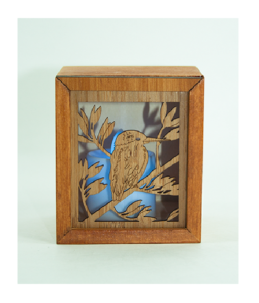 Elegant bamboo LED tealight box with 7-color changing candle, perfect for decor or as a trinket holder.