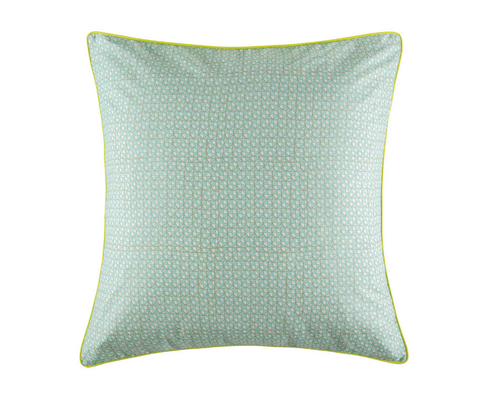 Euro Pillowcase featuring bold Kishi tropical print with vibrant colors and contrasting patterns.