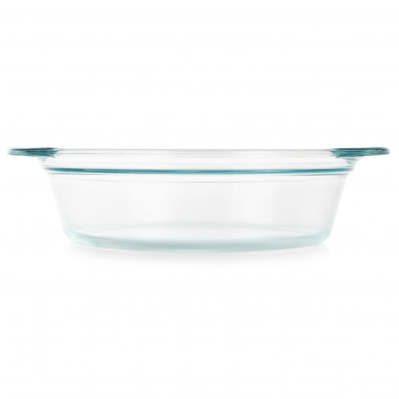 Pyrex Deep Round Baking Dish 2.46L, tempered glass, 60% deeper design, ideal for layers of pies and casseroles, dishwasher safe.