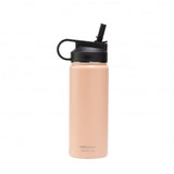 Wiltshire 500ml stainless steel bottle in peach, insulated for hot and cold drinks, with wide mouth and straw for easy sipping.