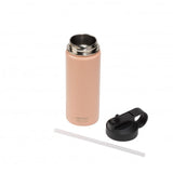 Wiltshire 500ml stainless steel bottle in peach, featuring double-wall insulation, wide mouth, and easy-open straw for convenient hydration.