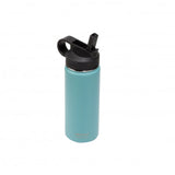 Vibrant turquoise stainless steel water bottle, 500ml, keeps drinks cold for 24hrs or hot for 12hrs with easy open spout and straw.