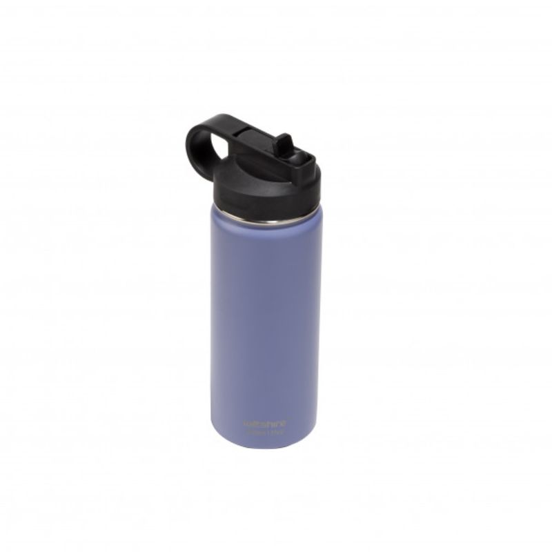 Lilac stainless steel bottle, 500ml, features double wall vacuum insulation for 12h hot/24h cold drinks, perfect for on-the-go hydration.