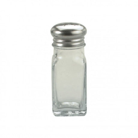 Sleek 95mm Chef Inox salt and pepper shakers in glass and stainless steel, ideal for elegant dining and everyday use.