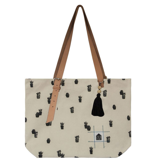 Zed Lots Of Pots tote bag with key ring, spacious 55x40x15 cm size, perfect for carrying essentials stylishly.