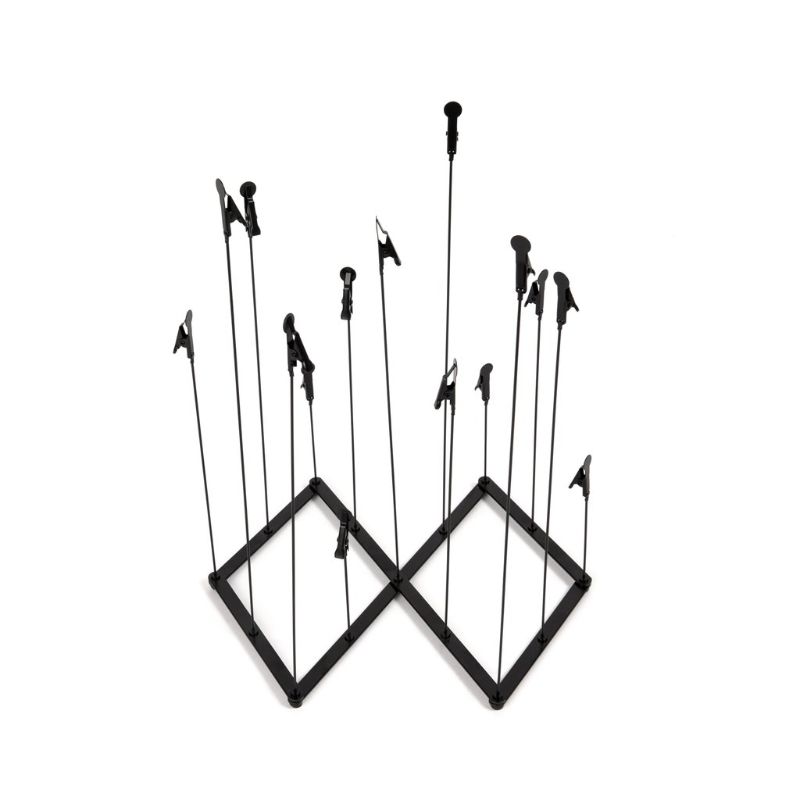 Crowd Photo Display in black, featuring adjustable metal clips for holding up to 15 photos in a stylish, expandable design.