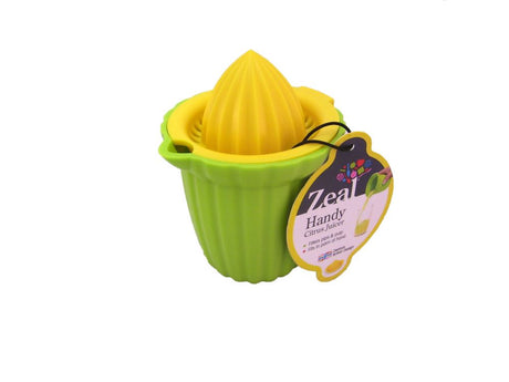 Ergonomic Zeal Citrus Juicer designed for easy juice extraction, filtering pips and pulp for fresh, zesty beverages.