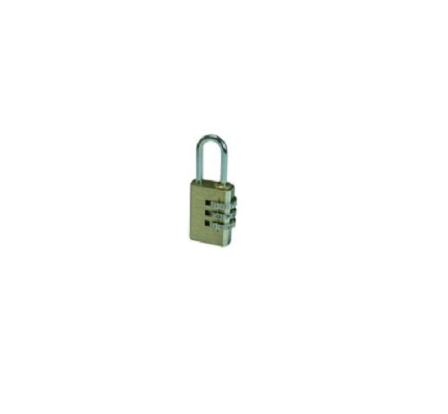 Compact Tricircle combination padlock with a 20mm solid body, perfect for securing bags and lockers without keys.