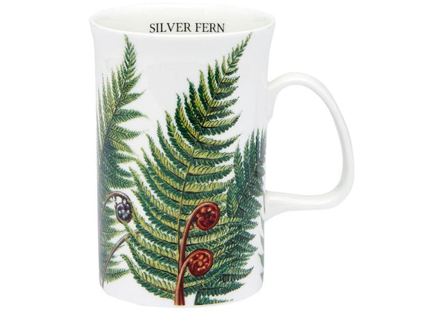 Set of 6 ceramic mugs featuring silver fern designs, perfect for enjoying beverages with a touch of New Zealand nature.