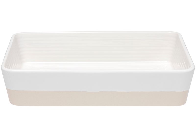 Set of 2 elegant 33cm Alpine White stoneware baking dishes, perfect for versatile cooking, serving, and easy cleanup.