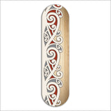 ACM Skateboard Art featuring Kowhaiwhai design, vibrant M?ori patterns crafted from durable 4mm thick aluminium composite.