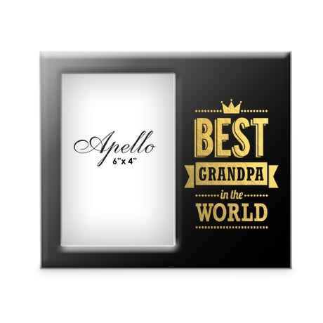 Rustic wooden photo frame for 6x4 pictures, perfect gift for grandpa to cherish family memories with a heartfelt message.