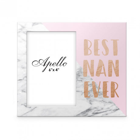 Elegant 6x4 photo frame combining luxurious marble and sophisticated wooden sides, perfect for showcasing cherished memories.