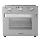 Stainless steel multi-function oven and air fryer with 22L capacity, digital timer, and various cooking styles.
