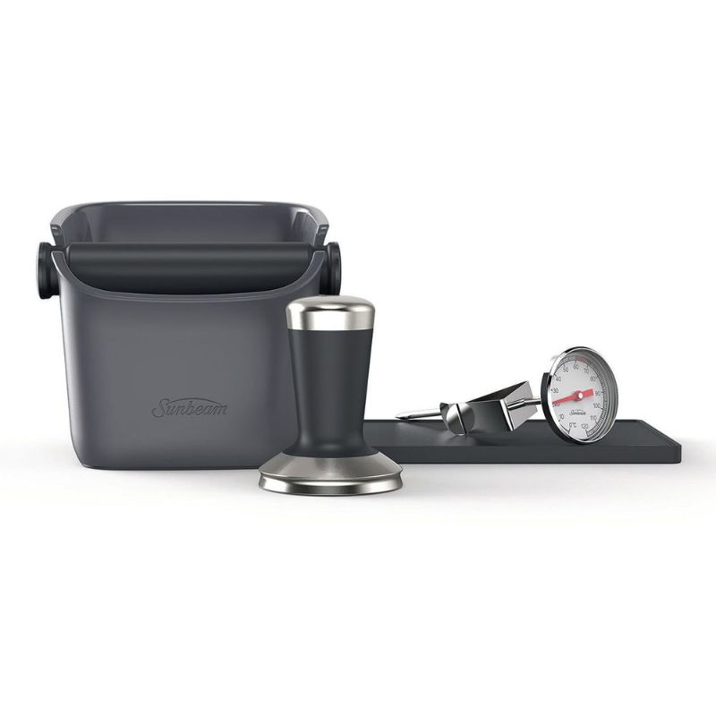 Sunbeam Barista Essentials Accessories Kit: premium tools for perfect espresso, milk frothing, and coffee crafting at home.