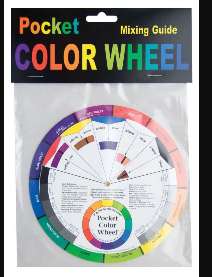 Compact Artist Colour Wheel for color exploration, featuring a broad spectrum for mixing and mastering color theory.