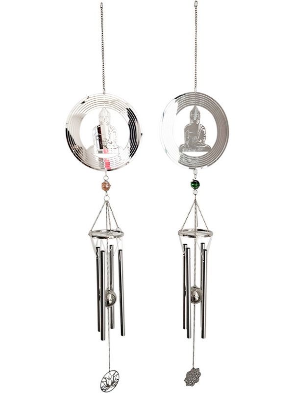 Wind Chime - Silver Med Buddha Spinnung (Set of 2 Assorted)
