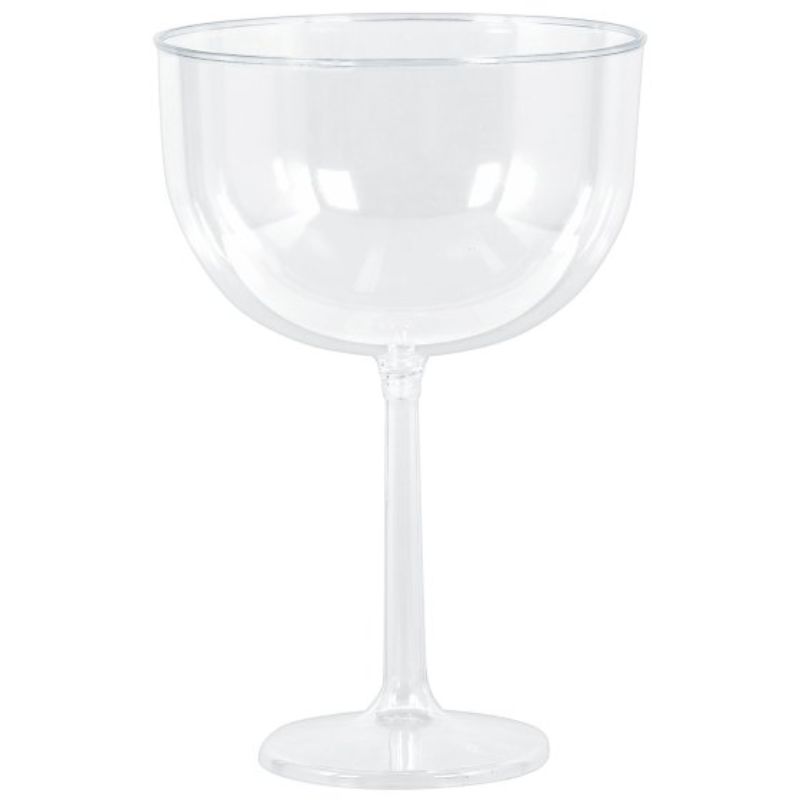 Clear plastic jumbo wine glasses pack of 4, each holding 1.3L, perfect for parties and easy to clean.