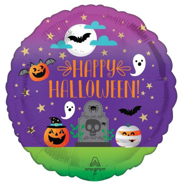 Colorful 45cm Happy Halloween balloon with fun and spooky design, perfect for festive decorations and celebrations.