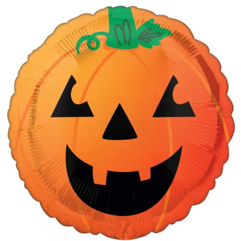 Vibrant 45cm pumpkin foil balloon, perfect for Halloween parties and decorations, bringing festive fun and spooky vibes.