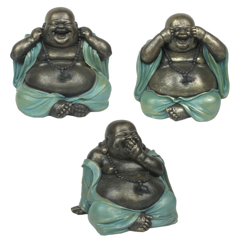 Ornament - Happy Buddha Trio 14cm (Set of 3 Assorted)