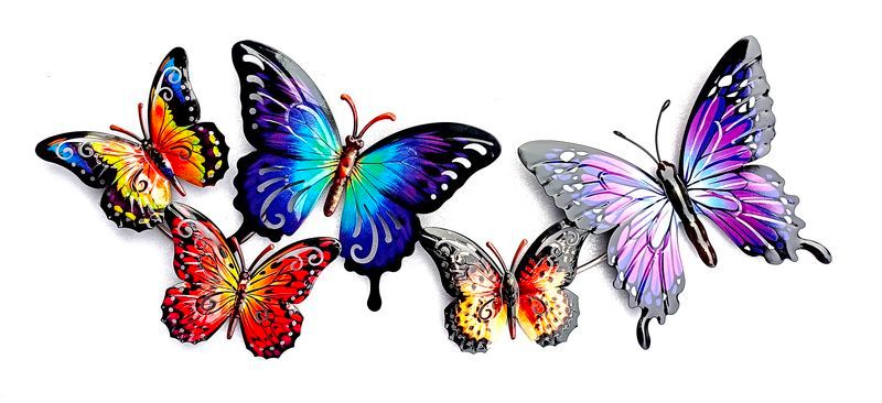 Elegant set of 2 metal butterfly wall art, 70cm each, ideal for enhancing any living space with artistic flair.