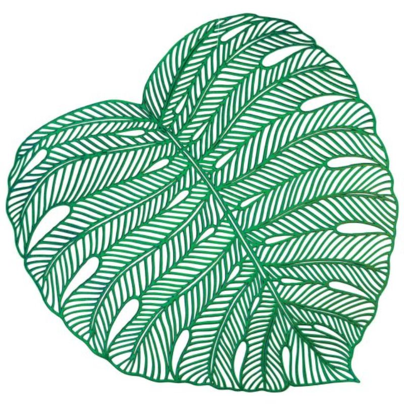 Vibrant Banana Leaf Vinyl Placemat, 37cm x 39cm, perfect for stylish dining and easy cleanup at any event.