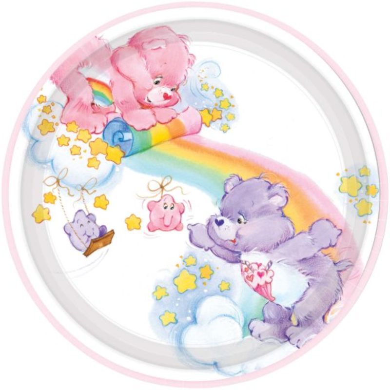 Colorful 9" Care Bears paper plates pack of 8, perfect for parties and gatherings, featuring beloved characters for fun celebrations.