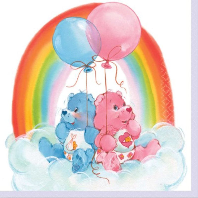 Colorful Care Bears lunch napkins pack of 16, perfect for parties and everyday meals, adding cheer to any occasion.