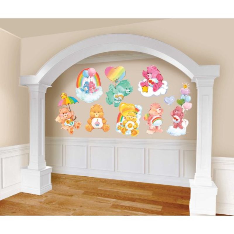 Colorful pack of 8 Care Bears cutouts, perfect for celebrations, parties, or children's room decor, featuring beloved characters.