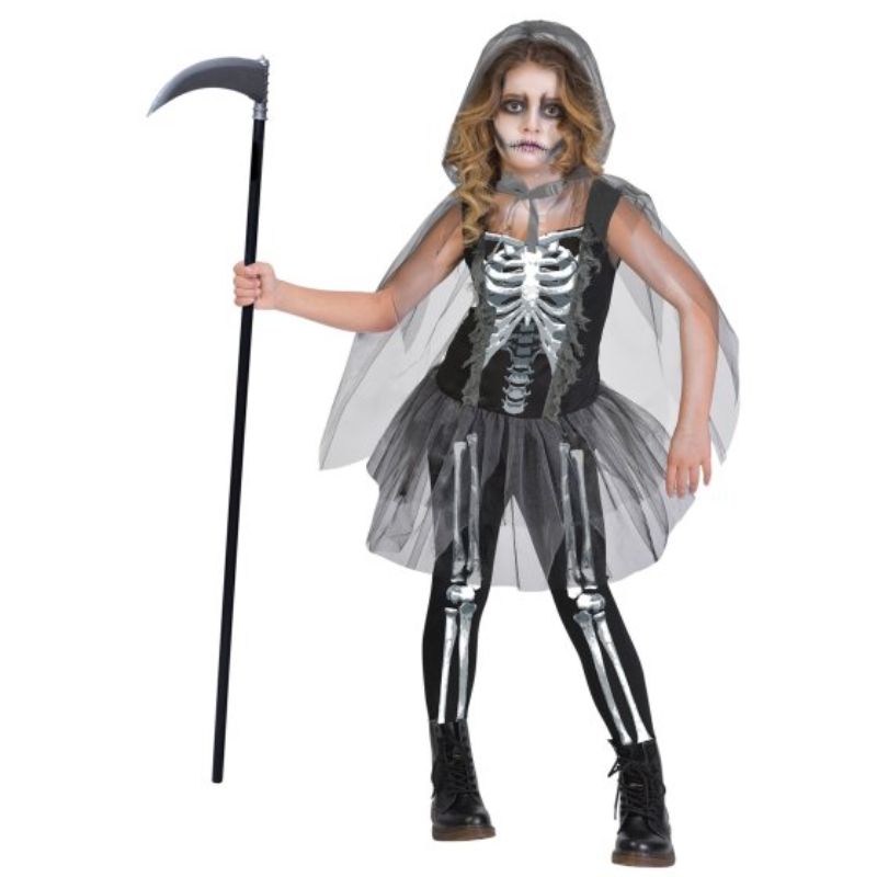 Costume Skeleton Reaper Girls 6-8 Years