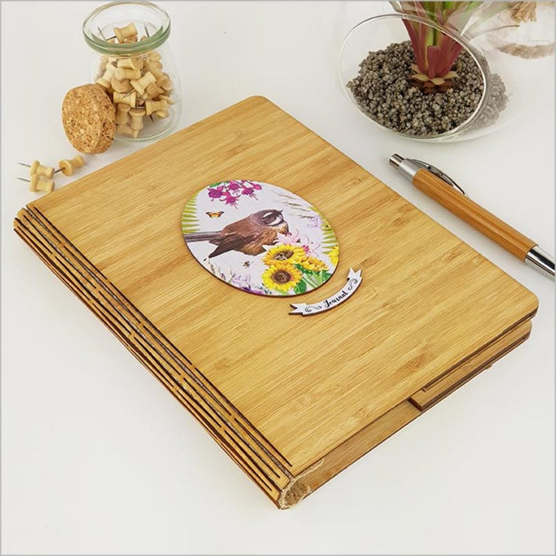 Bamboo Journal - Printed Floral Oval Fantail (23cm)