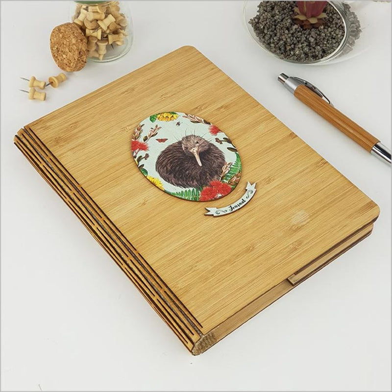 Bamboo Journal - Printed Floral Oval Kiwi (23cm)