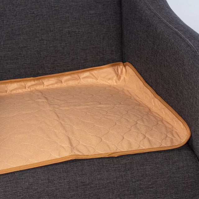 Tan Dreamticket Chair Pad, 60cm, featuring absorbent layers and waterproof protection for ultimate comfort and style.