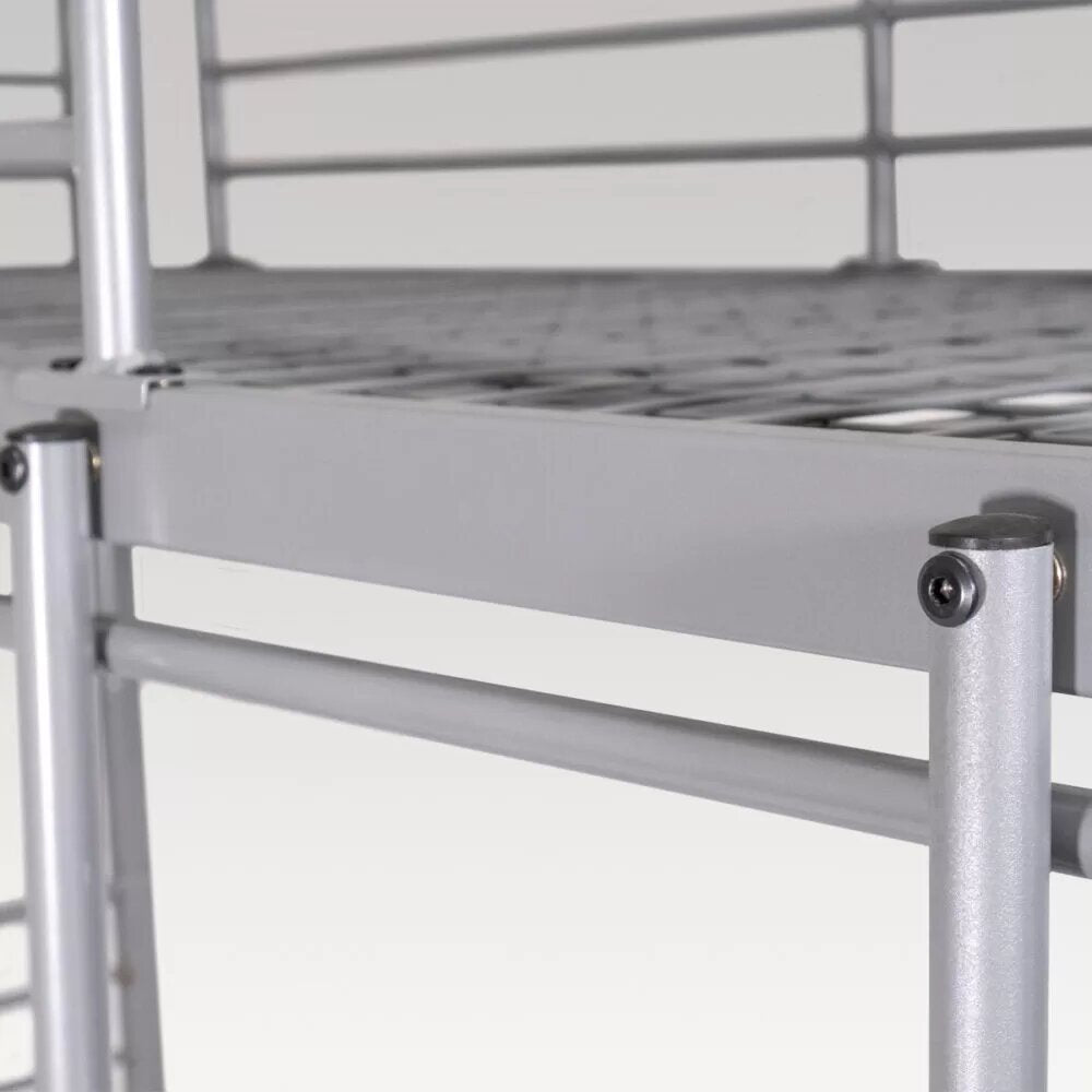 Makers Stacka Commercial Bunk in Gull Grey, durable steel design, meets safety standards, transforms into two single beds.