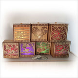 LED Tealight Candle Box - Huia made of bamboo veneer, featuring 7 color-changing LED options for stylish, safe ambiance.