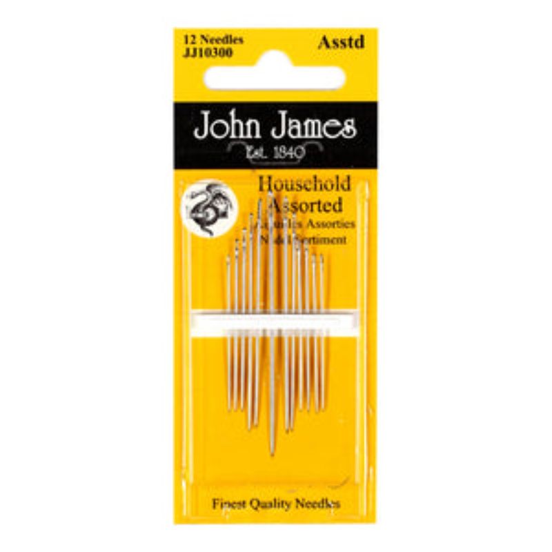 12-piece sewing needle kit by John James for versatile household repairs, easy storage and organization.