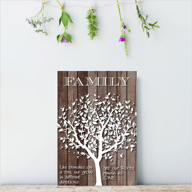 Plywood rectangle wall art featuring a family design, eco-friendly, ready to hang, measures 28.8cm for versatile decor.