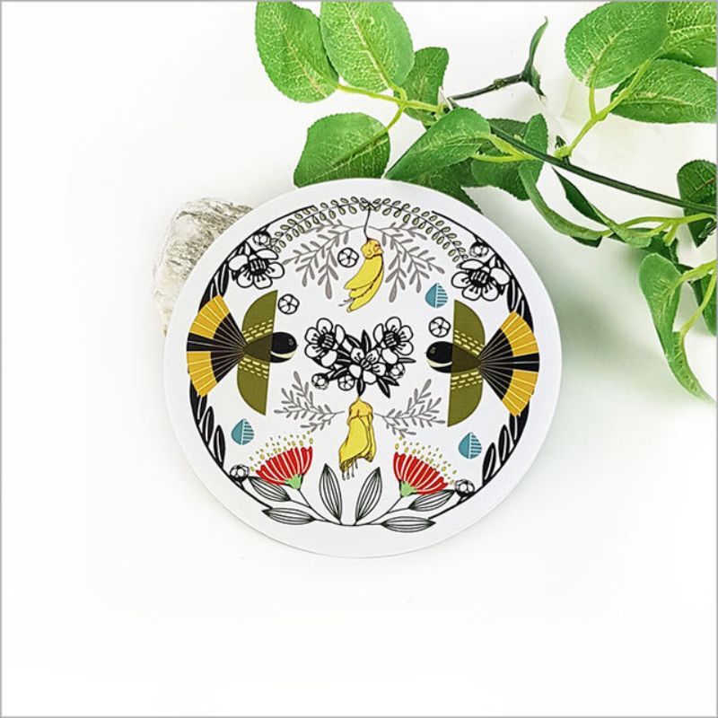 Vibrant 15cm folk fantail wall art printed on durable foam PVC, ideal for adding charm to any indoor or undercover outdoor space.